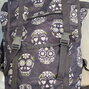 LeSportsac Large Dia De Los Muertos Backpack Grey and White